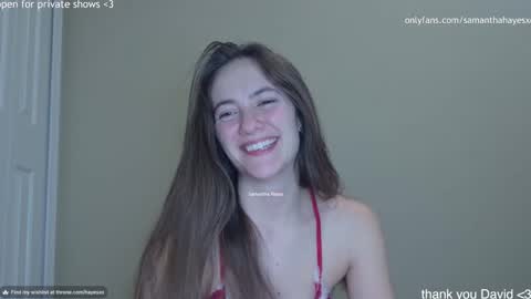 Snapshot of samanthahayesxoxo chatting on December 19, 1:28 am The Real Samantha Hayes haha online show from December 19, 1:28 am