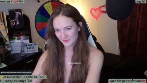Snapshot of samanthahayesxoxo chatting on December 7, 5:48 am The Real Samantha Hayes haha online show from December 7, 5:48 am
